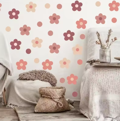 ملصقات حائط ملونة على شكل زهرة