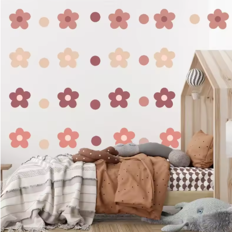 ملصقات حائط ملونة على شكل زهرة