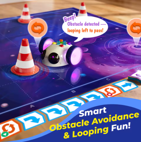 مجموعة روبوتات مع بطاقات برمجة بدون شاشة