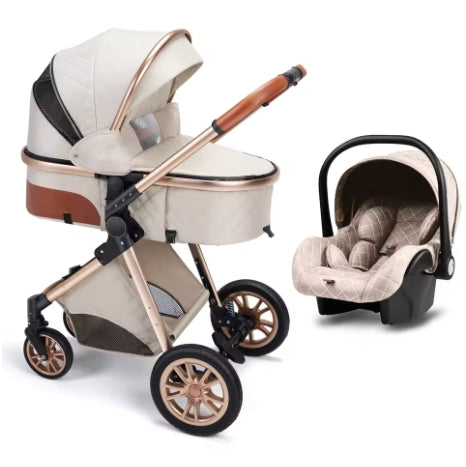 عربة أطفال 3 في 1 مع وضع السرير - بارم قابلة للطي